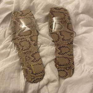 Never worn snake skin sandals